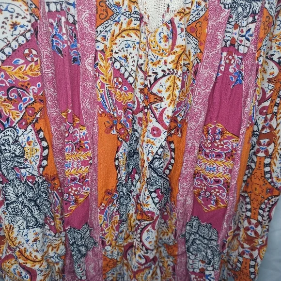 Free People Count Me In Trapeze Tunic Top Paisley Print Size M - Picture 4 of 8
